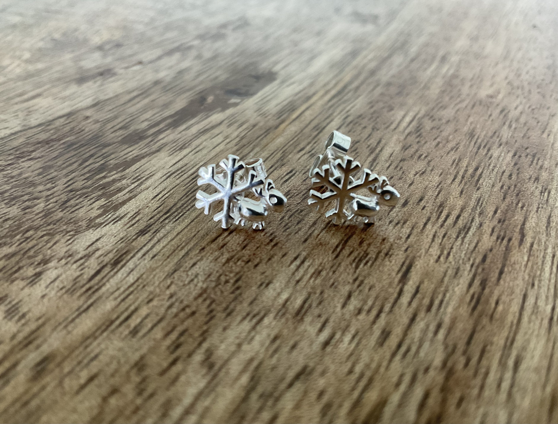 Snowflake & Rudolf Christmas Stud Earrings - Click Image to Close